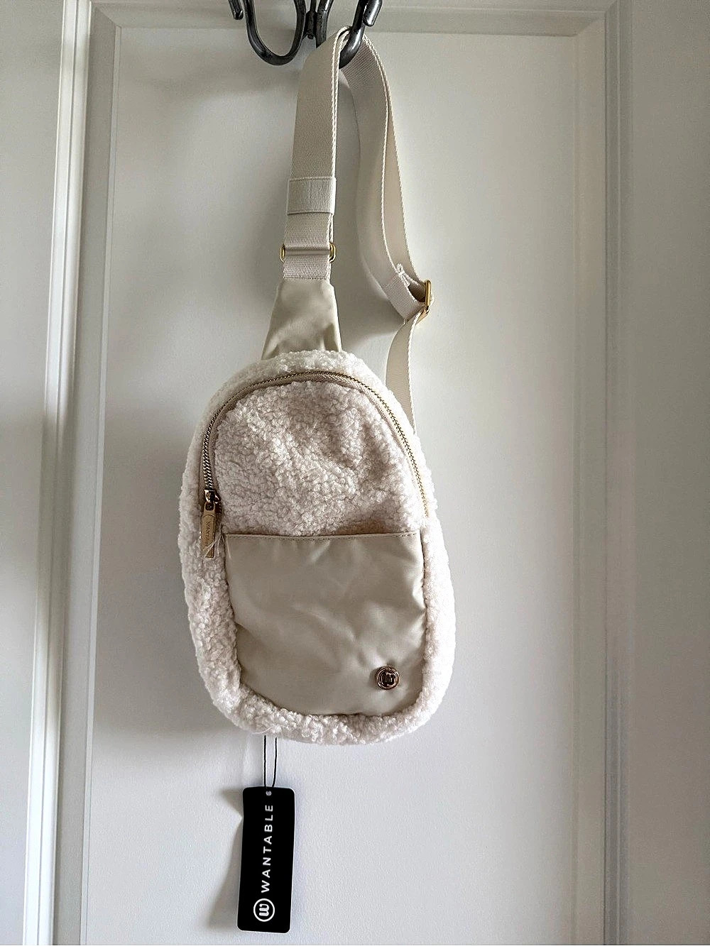 WANTABLE Sherpa Sling Cross Body Bag in Ivory Crossbody Bag Ivory NWT